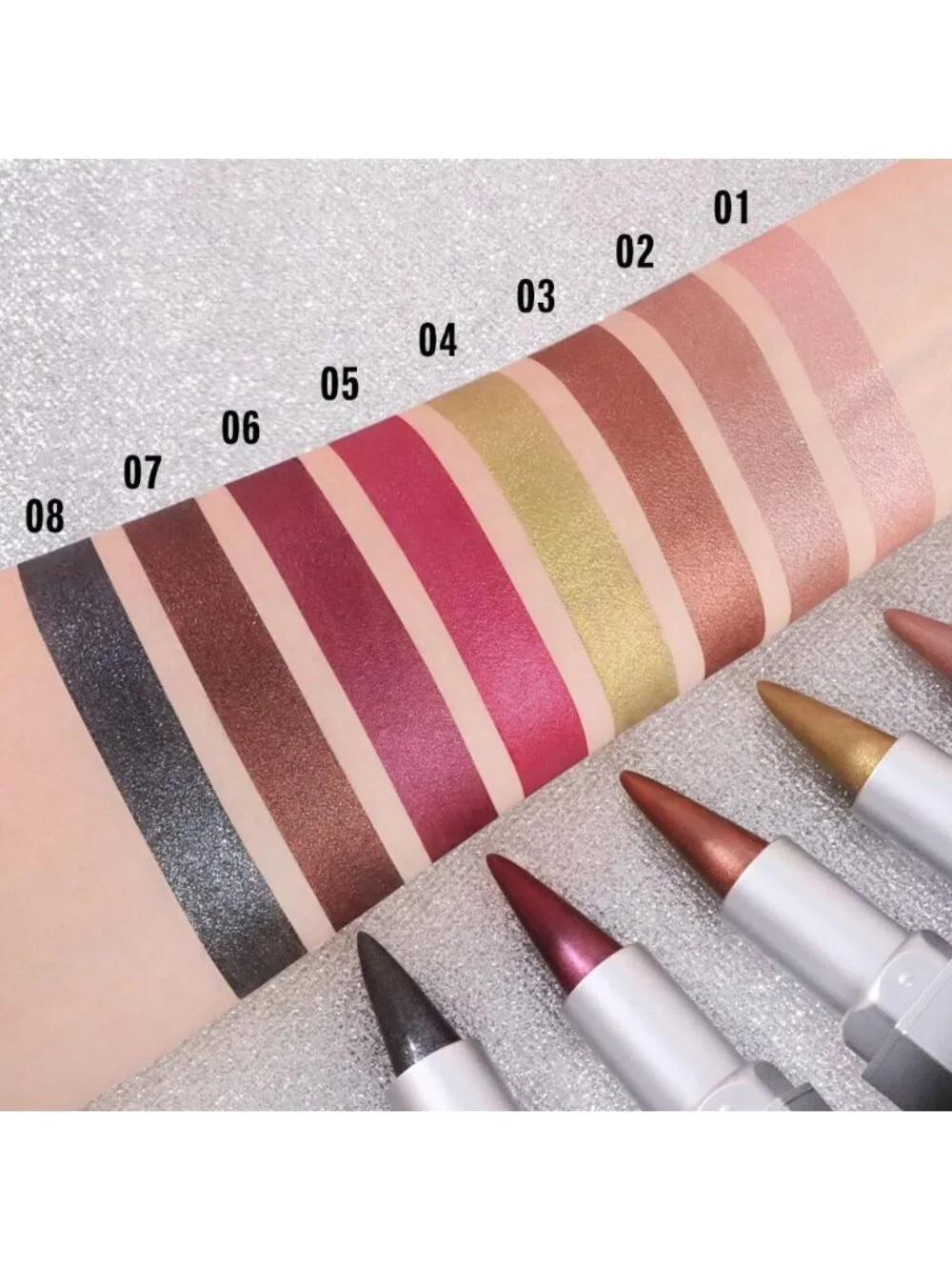 Women 1Pcs -07 Nude Brown Shimmery Metallic Cone-Tip Glitter Lipstick Lip Liner